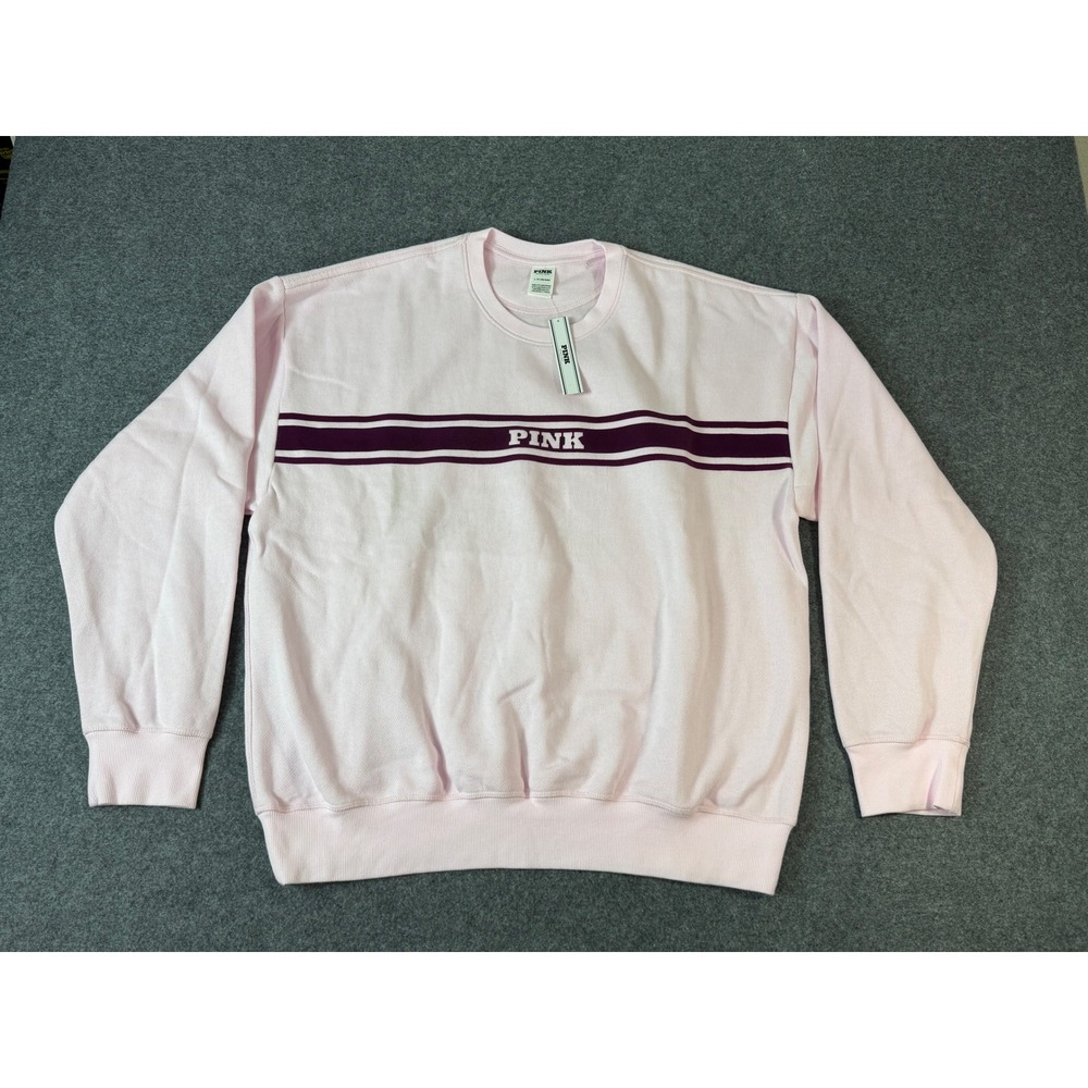 PINK Victoria's Secret Ivy Fleece Campus Sweatshirt Women Large Pink NWT $50